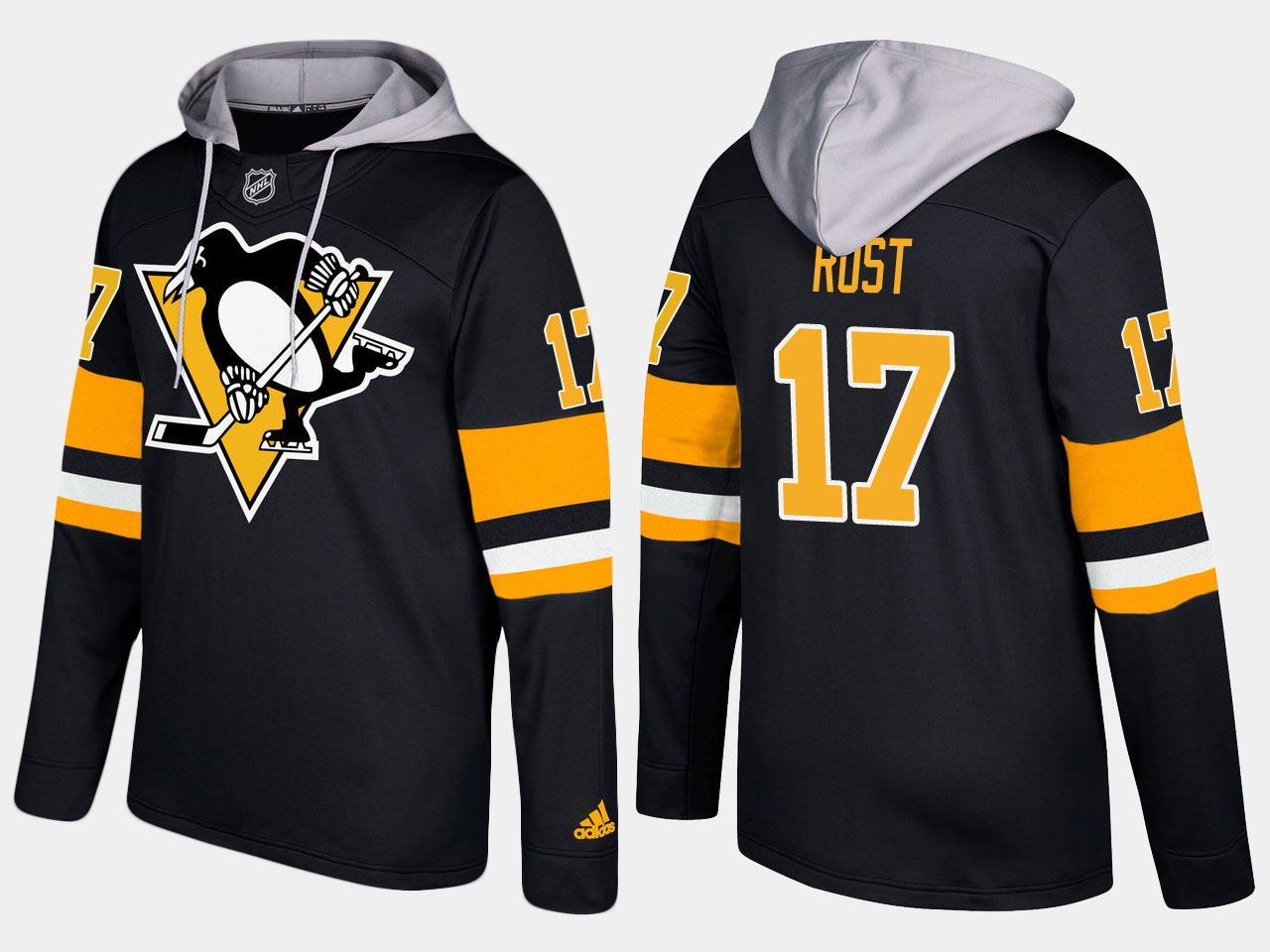 Men NHL Pittsburgh penguins 17 bryan rust black hoodie
